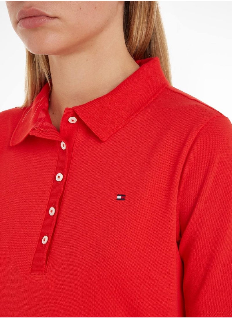 TOMMY HILFIGER Women's 1985 Collection Regular Fit Polo, Red  - Image 2