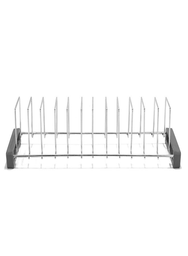 VK15 COLLECTION Stainless Steel 12 Plate Rack for Kitchen | Multipurpose Dish Stand for Plates, Thali Plate Rack Holder Stand for Kitchen Rack | Countertop & Cabinet Storage Rack (Pack of 2) - Image 3