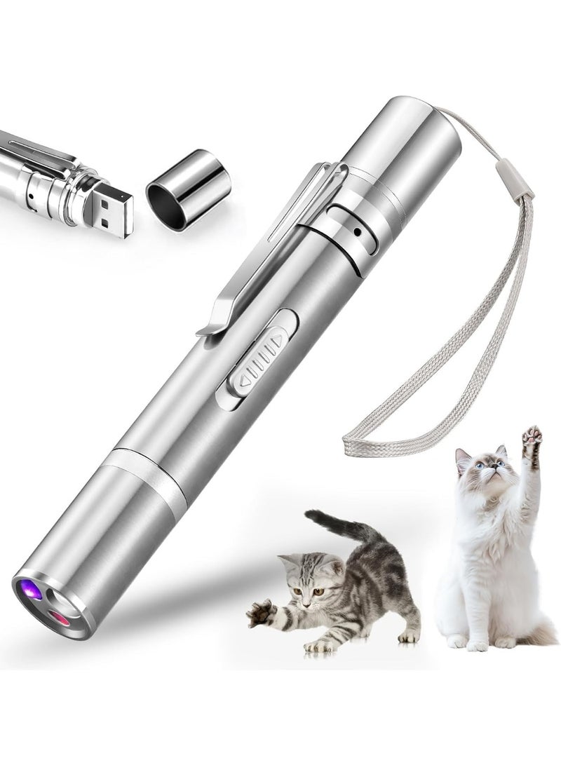 Meetion 1 PCS Cat Laser Pointer Toy, Interactive Chase Cat Dog Toys with 7 Modes Pattern, USB Rechargeable for Cats Chaser Tease Stick Training Exercise - Image 1