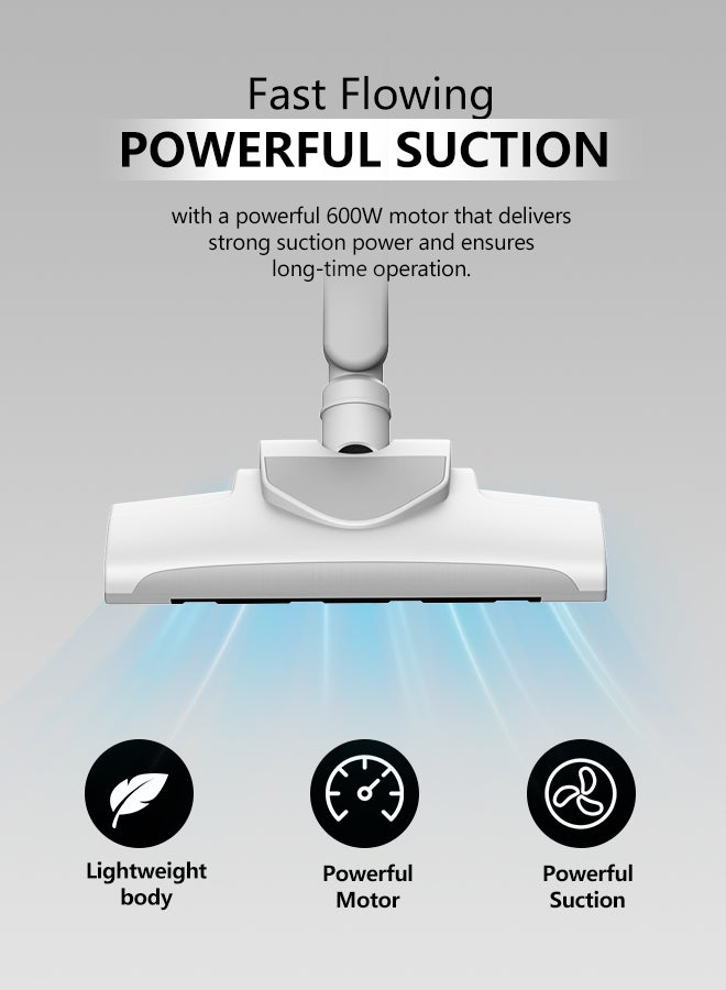 Deerma Portable 2-In-1 Handheld and Upright Vacuum Cleaner, HEPA Filter with Lightweight body and Low Noise Low Noise Triple Filter Vertical Dust Collector 600 W DX700 White - Image 2