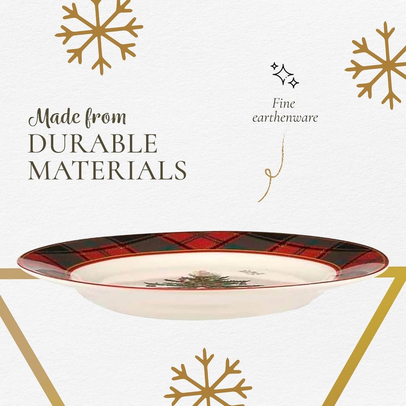 Spode Spode Christmas Tree Tartan Salad Plate  775Inch Earthenware Plate Holiday Tableware for Serving Salads Appetizers Desserts  Dishwasher and Microwave Safe Festive Christmas Dinnerware  - Image 4