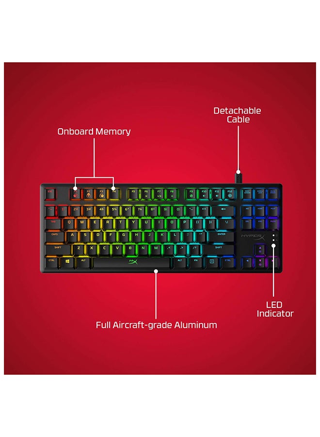 HYPERX Alloy Origins PBT Hx Gaming Keyboard, Durable PBT Keycaps, Full-Size Design, 100% Anti-Ghosting, Radiant RGB Lighting, Red Linear Switch, ENG Layout, USB 2.0, Black | 639N3AA#A2N - Image 2
