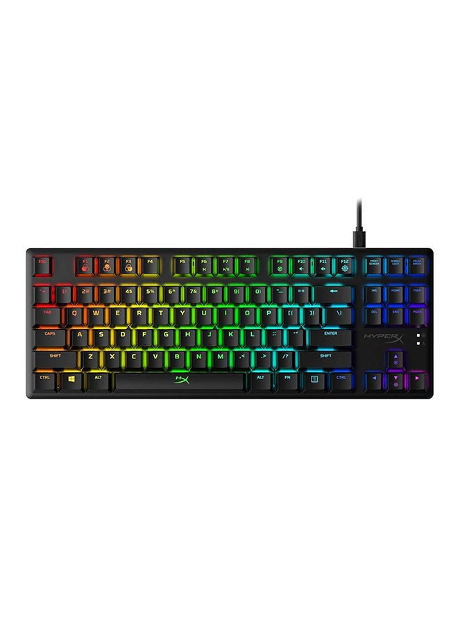 HYPERX Alloy Origins PBT Hx Gaming Keyboard, Durable PBT Keycaps, Full-Size Design, 100% Anti-Ghosting, Radiant RGB Lighting, Red Linear Switch, ENG Layout, USB 2.0, Black | 639N3AA#A2N - Image 1