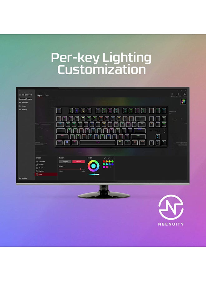 HYPERX Alloy Origins PBT Hx Gaming Keyboard, Durable PBT Keycaps, Full-Size Design, 100% Anti-Ghosting, Radiant RGB Lighting, Red Linear Switch, ENG Layout, USB 2.0, Black | 639N3AA#A2N - Image 5