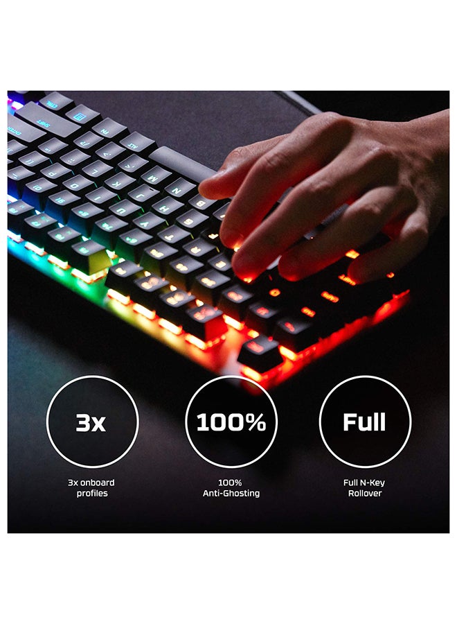 HYPERX Alloy Origins PBT Hx Gaming Keyboard, Durable PBT Keycaps, Full-Size Design, 100% Anti-Ghosting, Radiant RGB Lighting, Red Linear Switch, ENG Layout, USB 2.0, Black | 639N3AA#A2N - Image 3