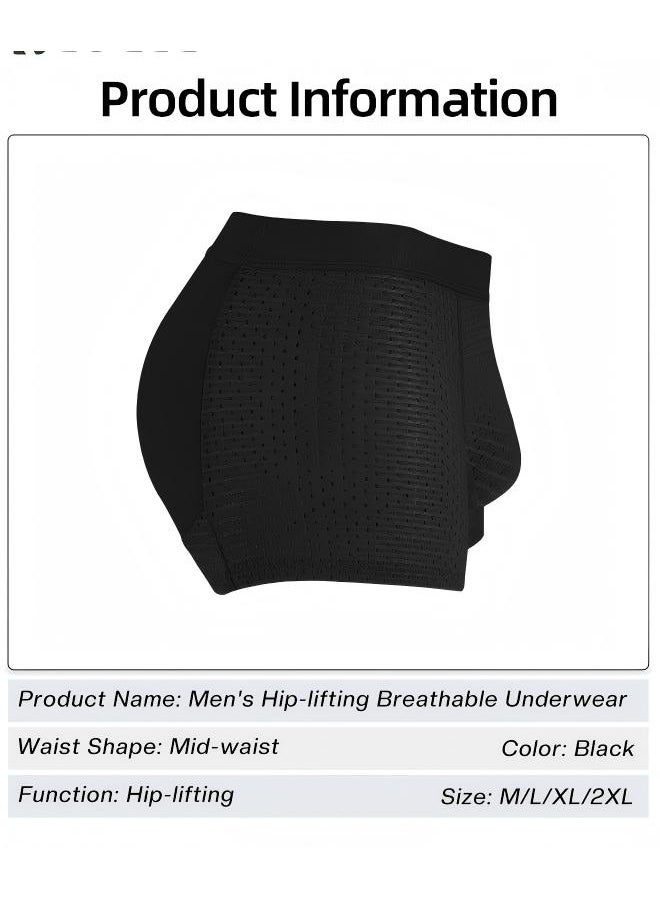 Men's Mesh Underwear Boxer Back Padded Underwear Boxer Shaper Boxer Nylon Ice Silk Breathable Shapewear Padded Enhancing Underwear - Image 5