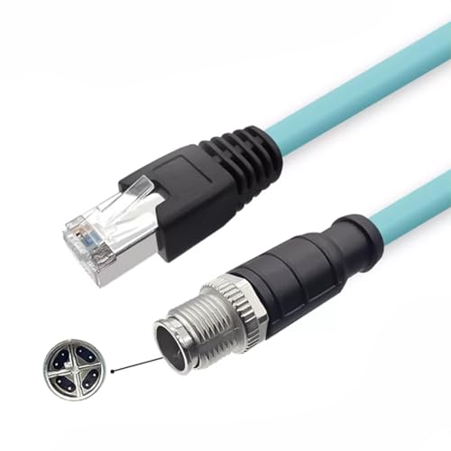 BOUUNCIY 328ft M12 8 Pin X Code Male to RJ45 Male High Flex Cat6 Ethernet Cable M12 8 Pin to RJ45 Industrial Connector Cable Shielded Field Wireable Cable Assembly for Automation Application 1Meter - Image 1