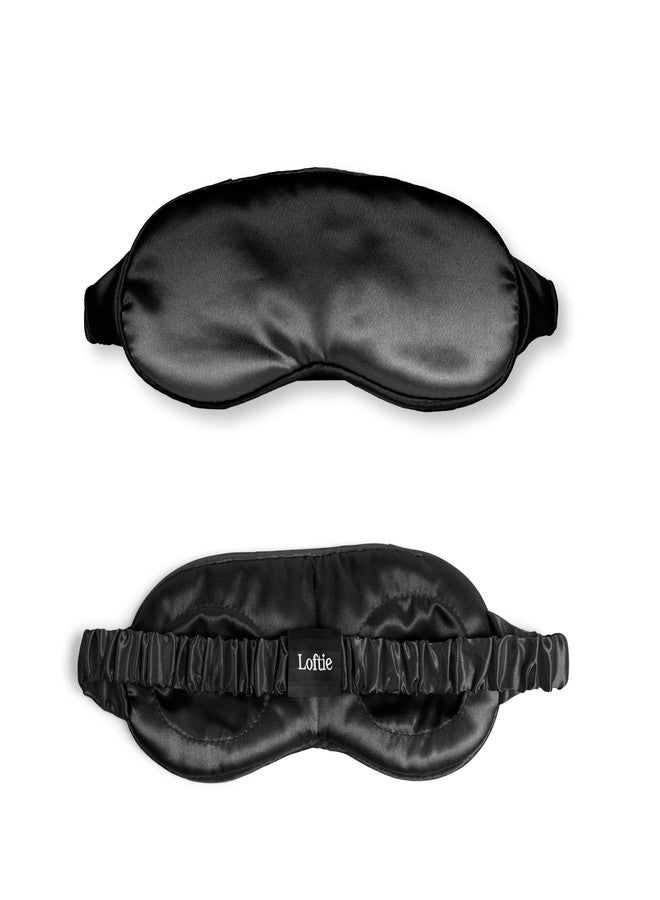 Loftie Silky Sleep Eye Mask - Light Blocking Sleep Mask - Silk Masks for Sleeping - Silky Material, Elastic Band, Low Tension Cups - for All Head Shapes and Sizes - Travel Pouch Included (Black - Image 1