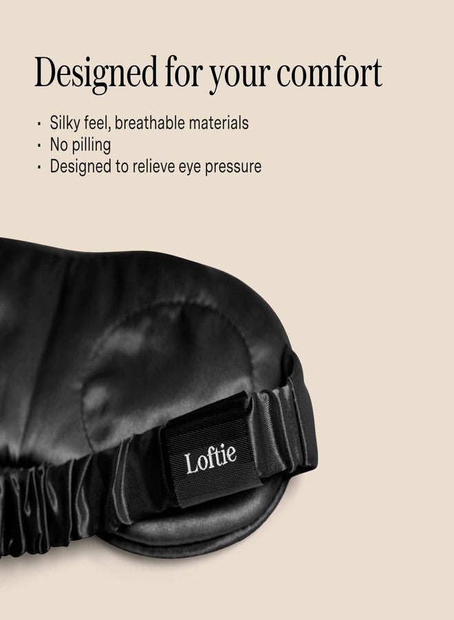 Loftie Silky Sleep Eye Mask - Light Blocking Sleep Mask - Silk Masks for Sleeping - Silky Material, Elastic Band, Low Tension Cups - for All Head Shapes and Sizes - Travel Pouch Included (Black - Image 2