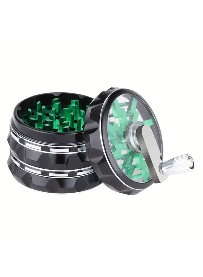 Green 4 Piece Manual Spice Grinder with Aluminum Body and Foldable Handle - Image 3