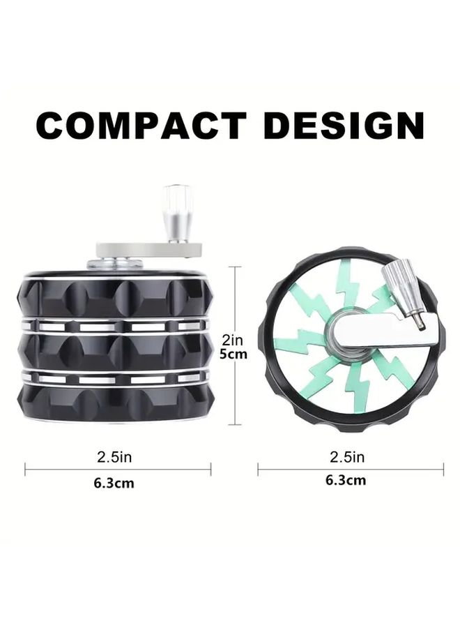 Green 4 Piece Manual Spice Grinder with Aluminum Body and Foldable Handle - Image 2