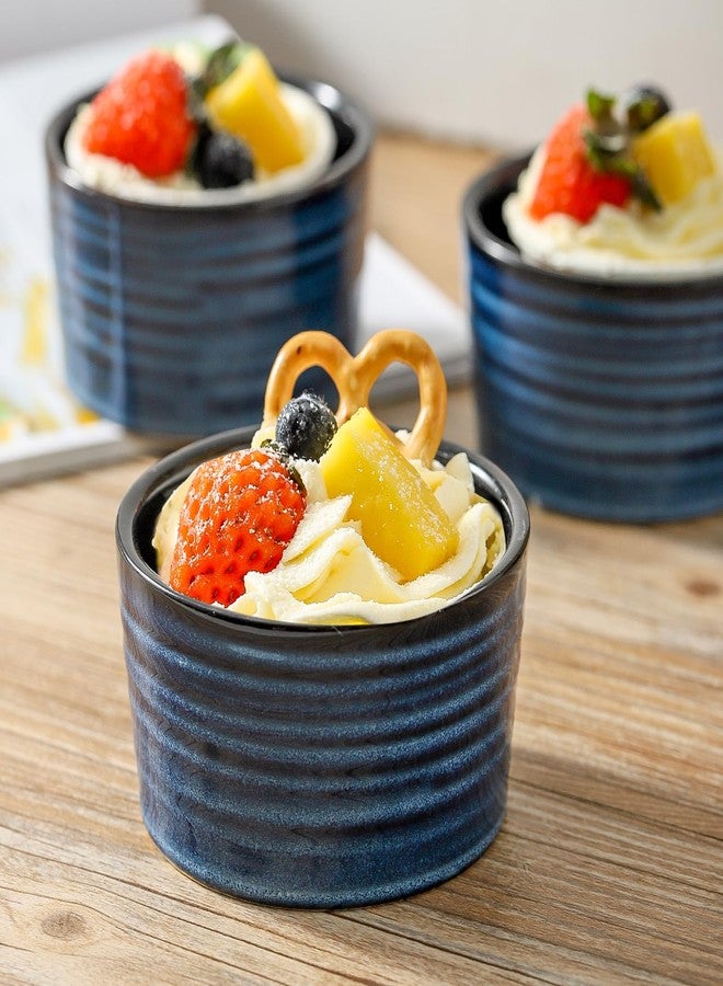 Tikooere Ceramic 4 oz Ramekins Set of 6, Oven Safe Small Creme Brulee Ramekins for Baking, Blue Dipping Bowls for Custard, Ice Cream, Pudding, Porcelain Sauce Cups, Mini Souffle Dish, Microwave Safe - Image 4