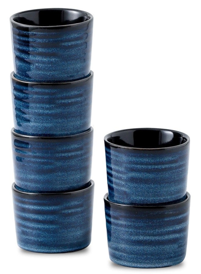 Tikooere Ceramic 4 oz Ramekins Set of 6, Oven Safe Small Creme Brulee Ramekins for Baking, Blue Dipping Bowls for Custard, Ice Cream, Pudding, Porcelain Sauce Cups, Mini Souffle Dish, Microwave Safe - Image 1