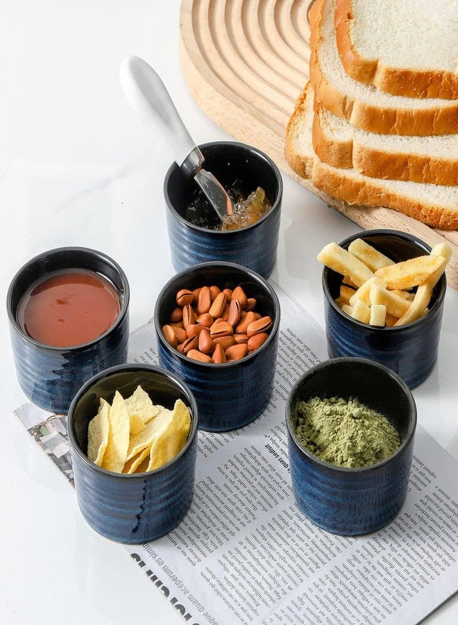 Tikooere Ceramic 4 oz Ramekins Set of 6, Oven Safe Small Creme Brulee Ramekins for Baking, Blue Dipping Bowls for Custard, Ice Cream, Pudding, Porcelain Sauce Cups, Mini Souffle Dish, Microwave Safe - Image 5