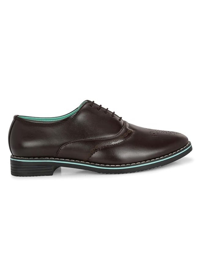NOAK Handcrafted Brown Vegan Leather Formal LACE-UP Shoe|Brown|6 UK - Image 3