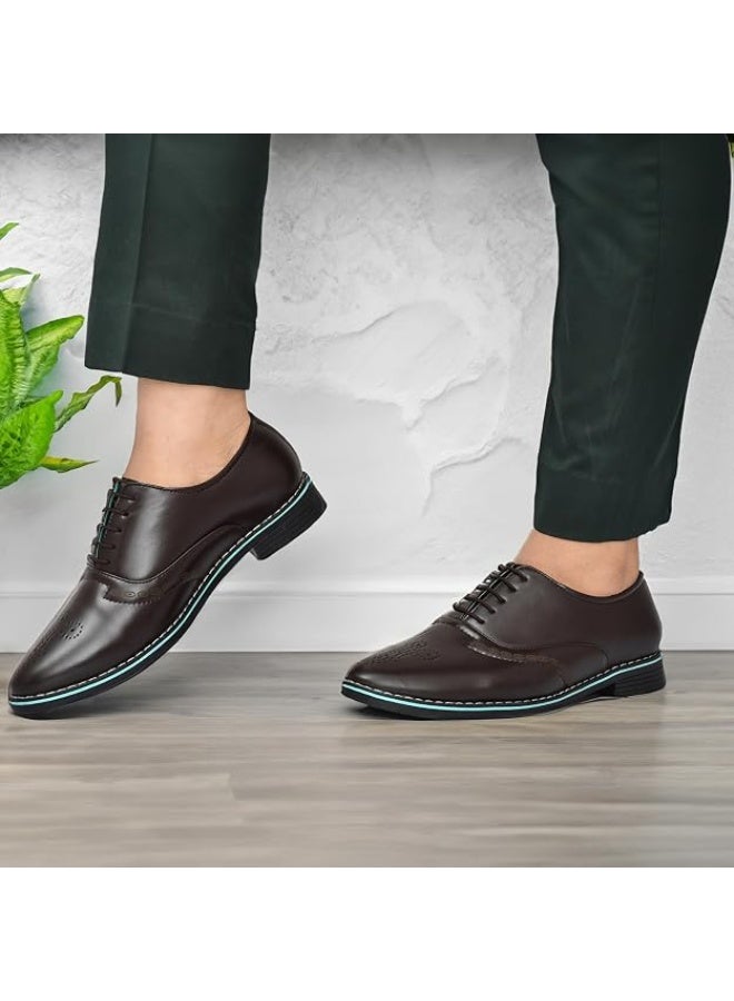 NOAK Handcrafted Brown Vegan Leather Formal LACE-UP Shoe|Brown|6 UK - Image 2