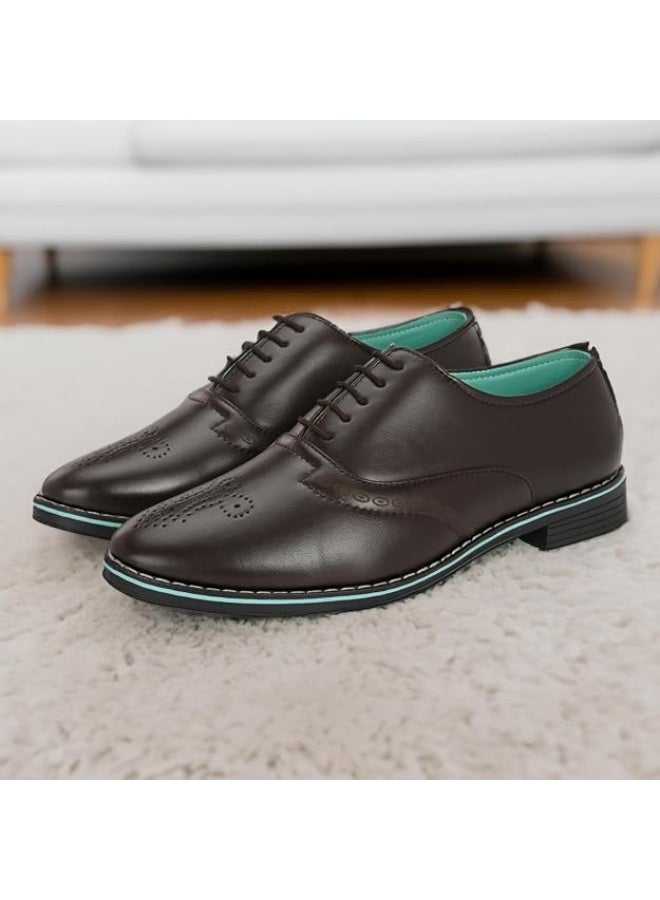 NOAK Handcrafted Brown Vegan Leather Formal LACE-UP Shoe|Brown|6 UK - Image 4