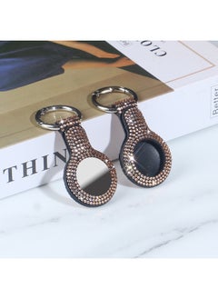 Suitable For Apple Airtag Tracker Anti-lost Device Locator Leather Diamond Protective Case Airtags Protective Case-Color:Airtag Protective Cover-Single Hole Champagne Drill