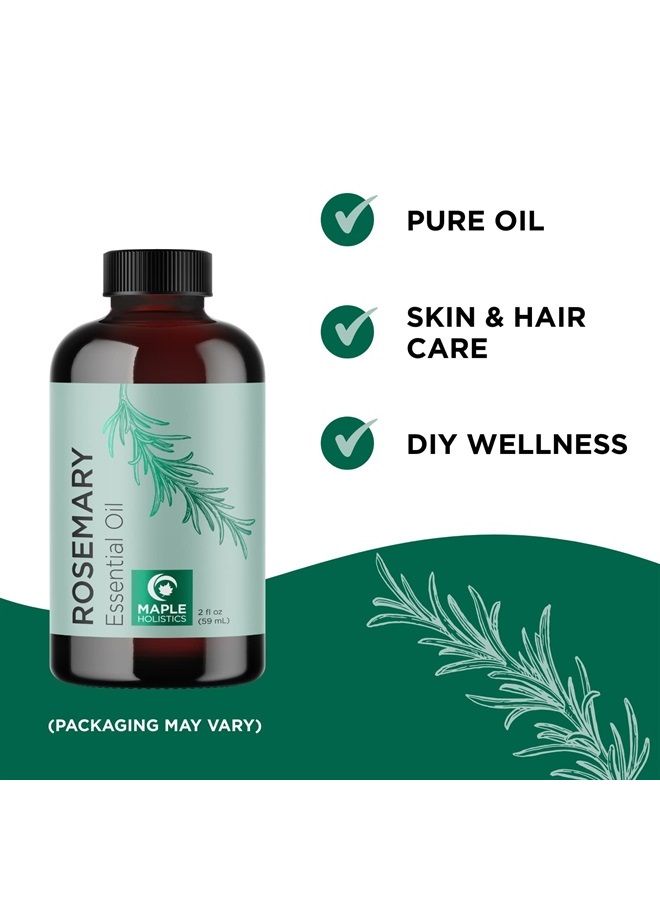 Maple Holistics Pure Rosemary Oil for Hair Care - Volumizing Aromatherapy Rosemary Essential Oil for Diffuser Plus Hair Skin and Nail Care - Nourishing Rosemary Hair Oil for Enhanced Shine and Dry Scalp Care 2oz - Image 2