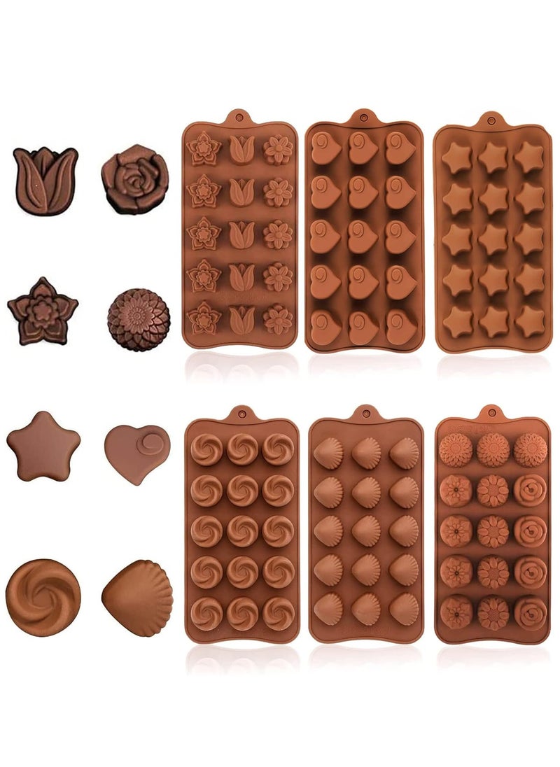 Arabest Silicone Chocolate Moulds, 6 Pack Candy Moulds, BPA Free, Non-Stick Silicone Molds for Making Jelly, Pralines, Gummy, Chocolate  - Image 1