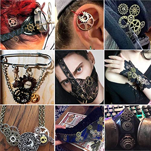 BIHRTC 140 Gram (Approx 92pcs) DIY Assorted Color Antique Metal Steampunk Watch Gear Cog Wheel Skull Musical Note Skull Hand Safety Pin Charms Pendant for Crafting, Jewelry Making Accessory - Image 5