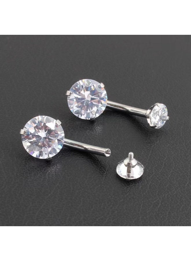 إينوشا مجموعة 5 قطع من إبر السرة القصيرة من الاستانلس ستيل - مرصعة بكريستال فضي براق بتصميم فراشة أنيق - Image 4