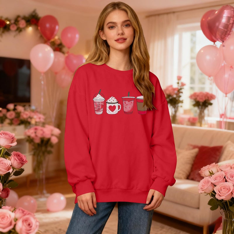 MYHALF Valentines Day Sweatshirt for Women Valentines Day Shirt Cute Ice Cream Graphic Pullover Holiday Casual Novelty Tops Red (S) - Image 5
