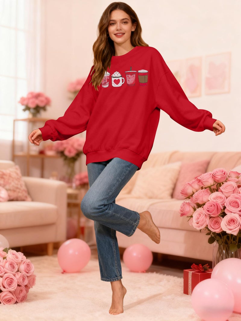MYHALF Valentines Day Sweatshirt for Women Valentines Day Shirt Cute Ice Cream Graphic Pullover Holiday Casual Novelty Tops Red (S) - Image 4
