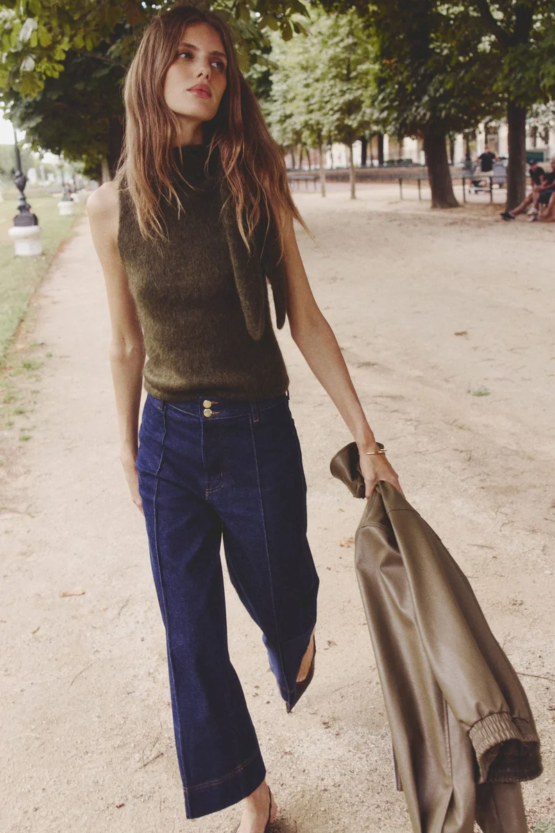 H&M Mohair-blend scarf-collar top