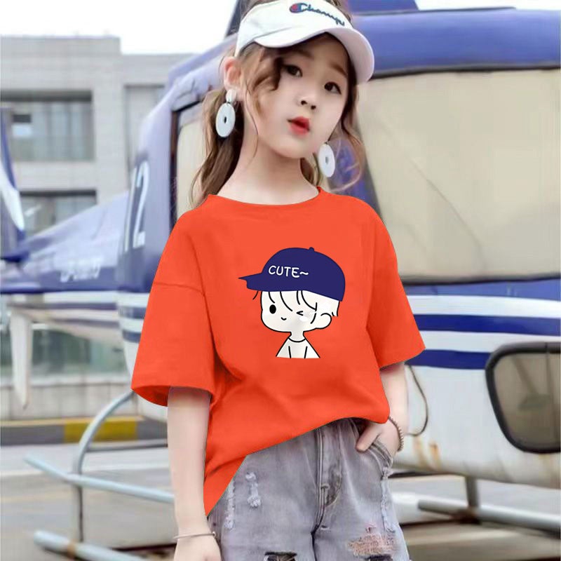 2141# Children'S Short-Sleeved Cotton T-Shirt Summer Girls' Middle-Old Children'S Little Girl'S Casual Half-Sleeved Shirt Summer Top Trendy - Image 5