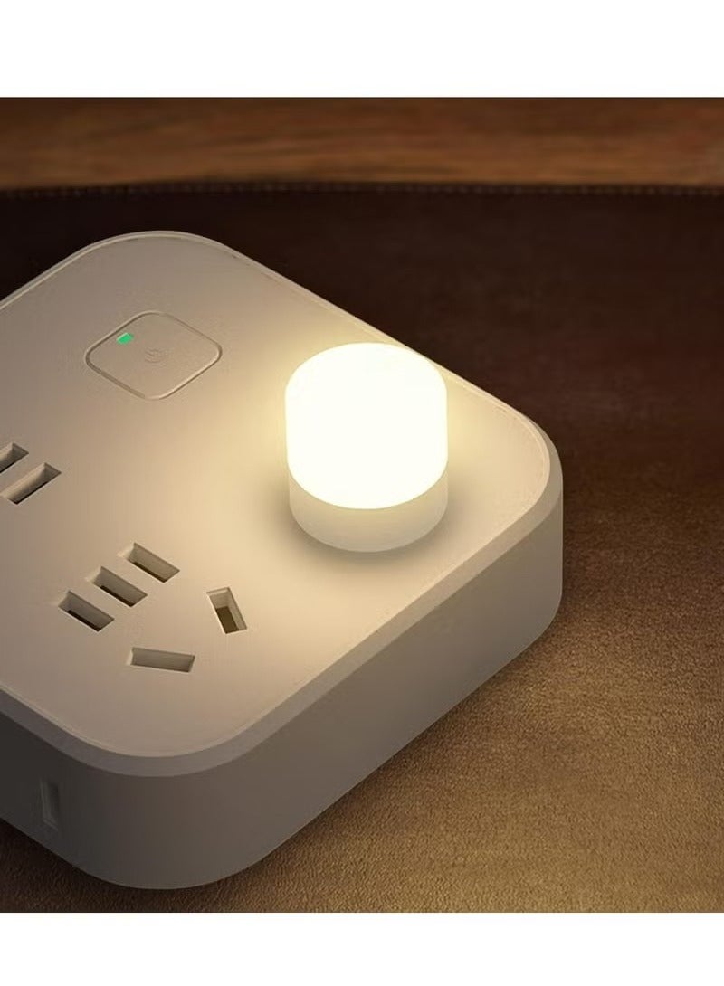 10 قطع من مصابيح USB الليلية الصغيرة الناعمة المتوهجة - مصباح قراءة LED للعناية بالعين بتصميم محمول للغاية، متوافق مع طاقة الكمبيوتر والمحمول، مصباح LED صغير للسيارة وغرفة النوم والحضانة والحمام (دافئ + أبيض) - Image 3