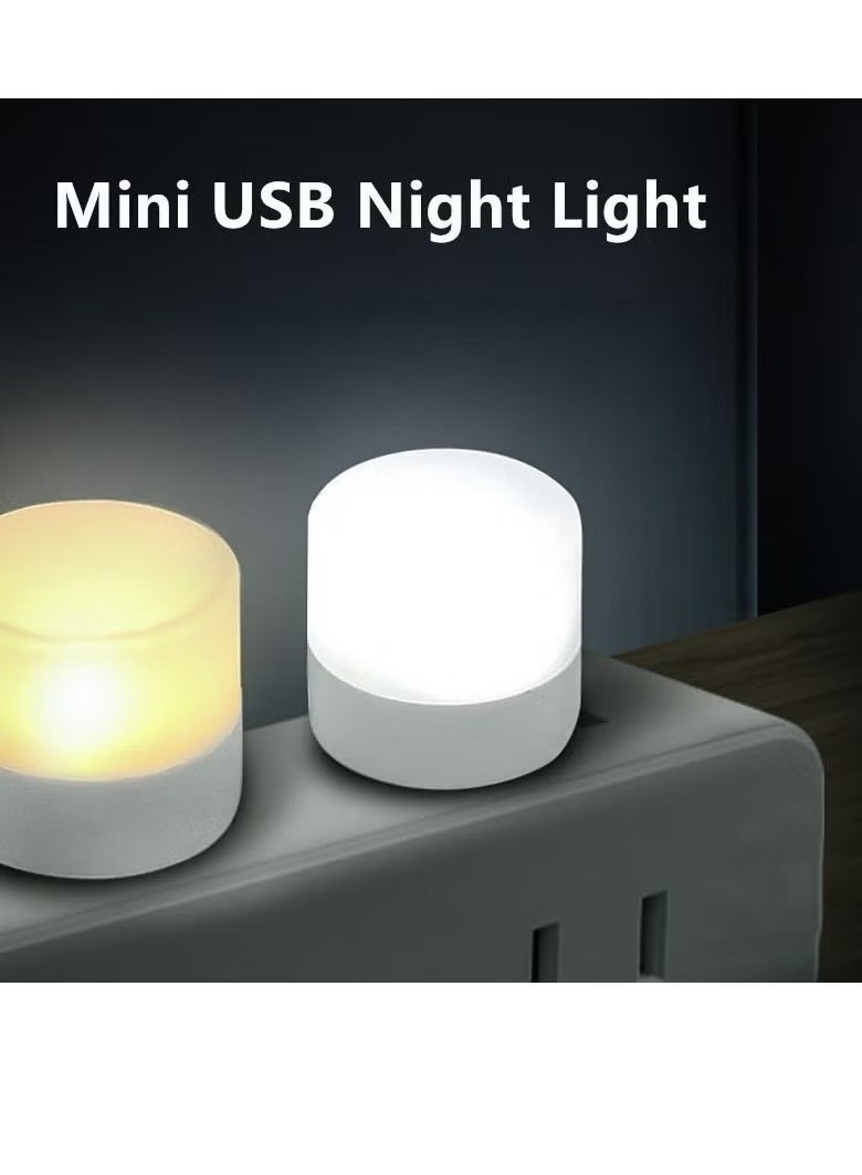 10 قطع من مصابيح USB الليلية الصغيرة الناعمة المتوهجة - مصباح قراءة LED للعناية بالعين بتصميم محمول للغاية، متوافق مع طاقة الكمبيوتر والمحمول، مصباح LED صغير للسيارة وغرفة النوم والحضانة والحمام (دافئ + أبيض) - Image 4