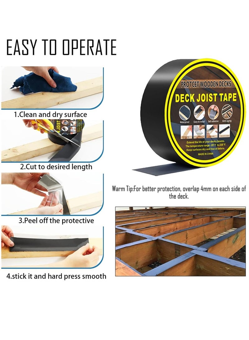 KASTWAVE Butyl Joist Tape 5cm x 15m Self-Adhesive Deck Joist Tape for Decking Waterproof Deck Joist Tape for Top of Joists Rim Joists Under Joists and Beams for Decking Protect Deck Wood - Image 2