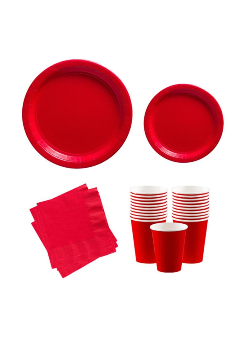 Party Time 48 Pieces Disposable Red Tableware Set Party Supplies Plates Cups Table Napkin