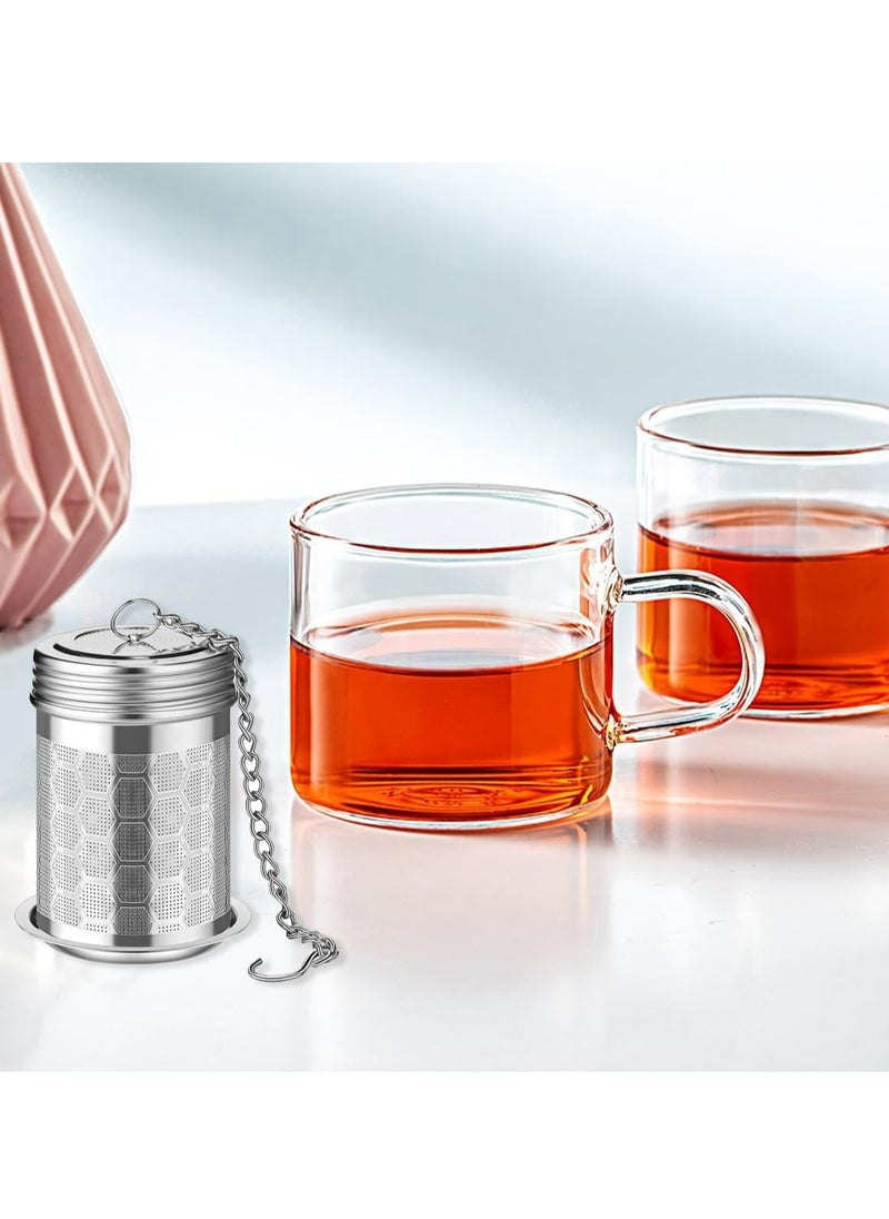 Generic - Tea Infuser Strainers for Loose Tea, 304 Stainless Steel Tea Diffusers Filter with Drip Trays and Chain Hook, Extra Fine Mesh Tea Steeper Basket Infusers for Teapot, Mug, Cup - Image 1
