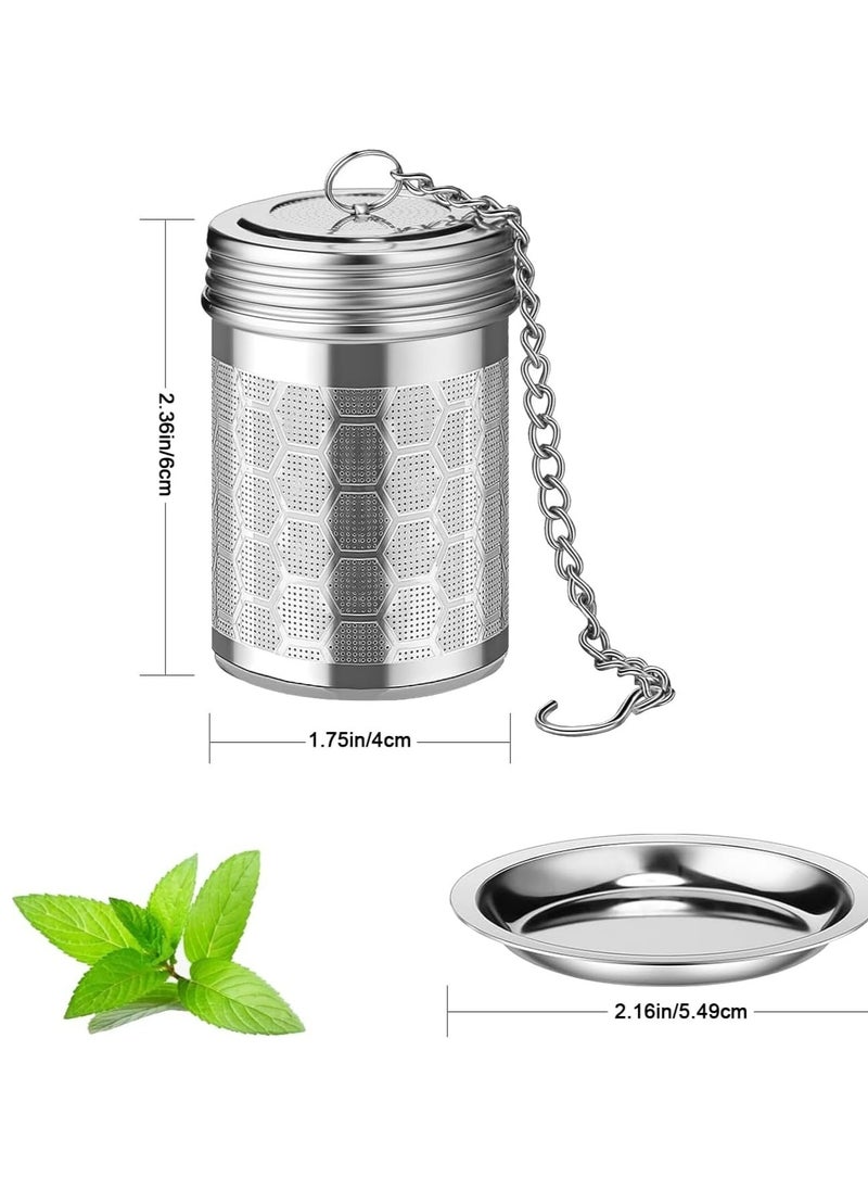 Generic - Tea Infuser Strainers for Loose Tea, 304 Stainless Steel Tea Diffusers Filter with Drip Trays and Chain Hook, Extra Fine Mesh Tea Steeper Basket Infusers for Teapot, Mug, Cup - Image 1