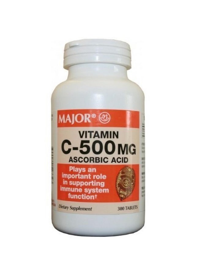 MAJOR Major Vitamin C-500 mg Ascorbic Acid - New Formula - Vitamin C Tablets - Dietary Supplement - 300 Tablets 