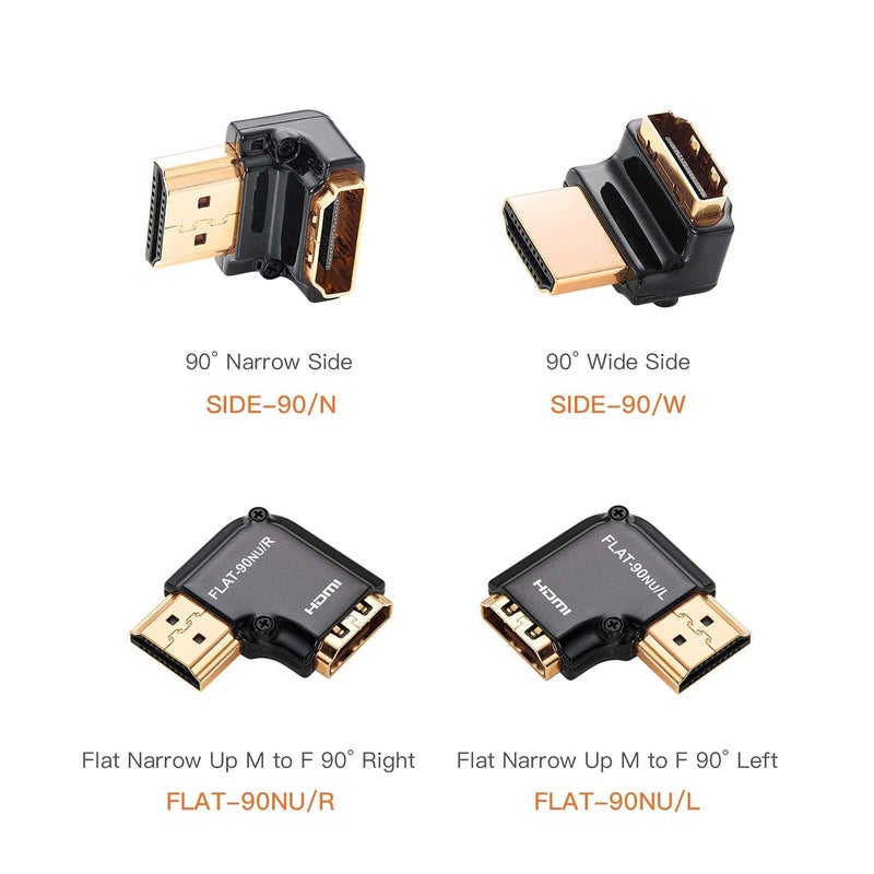 Zeskit HDMI Adapter Male to Female Right Angle, Zinc Alloy Full Shielding 24K Gold Plated Connectors (SIDE-90/W) - Image 2