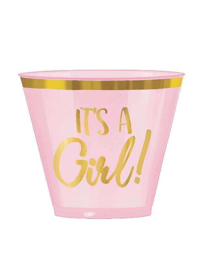Amscan أكواب مطبوعة ساخنة للبنات 30 قطعة، 9 أونص، مستلزمات حفلة استقبال المولود