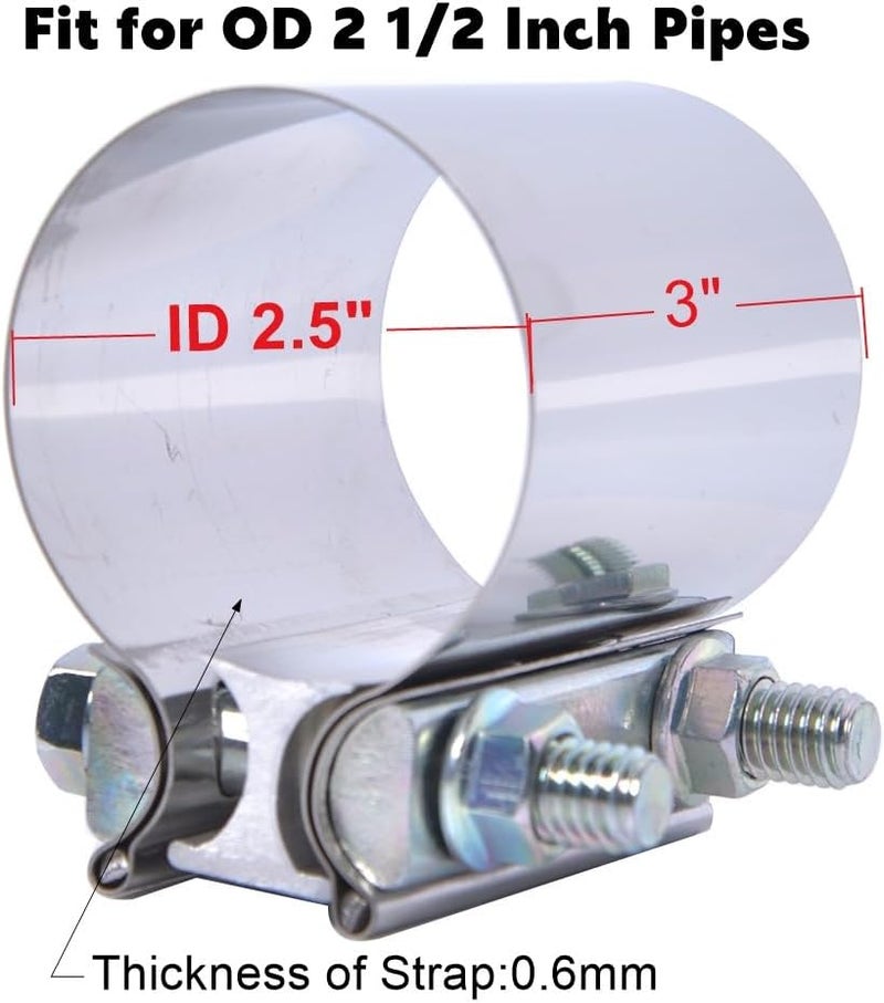 eLifecenter 2-1/2 Inch Stainless Steel Exhaust Clamp - Image 2