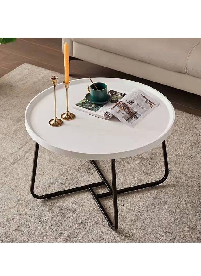 Generic - Round Coffee Side Tables Marble Living Room End Tables Metal Small Stackable Nesting Tables Combination for Office Furniture- Set of 2 - Image 1