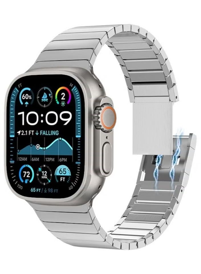 TIGER Stainless Steel Band for Apple Watch Ultra & Series 8 7 6 5 4 3 2 1 – Metal Strap with Folding Clasp for Men | Compatible with 49mm, 45mm, 44mm, 42mm, 41mm, 40mm & 38mm | Durable, Elegant Apple Watch Replacement Band for All Sizes - Image 1