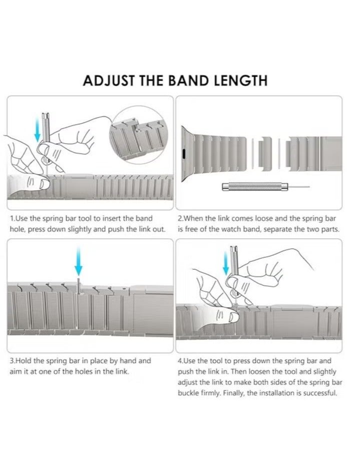 TIGER Stainless Steel Band for Apple Watch Ultra & Series 8 7 6 5 4 3 2 1 – Metal Strap with Folding Clasp for Men | Compatible with 49mm, 45mm, 44mm, 42mm, 41mm, 40mm & 38mm | Durable, Elegant Apple Watch Replacement Band for All Sizes - Image 4