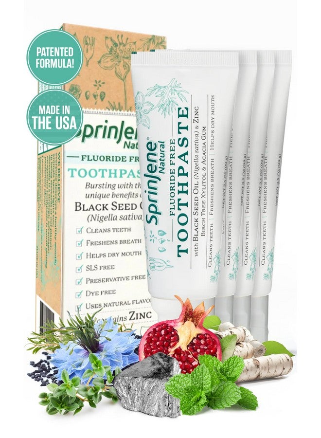 سبرين جين معجون أسنان سبرينجين الطبيعي الخالي من الفلورايد لأسنان ولثة صحية | معجون أسنان طبيعي لحماية الأسنان من التسوس | عبوة من 4 قطع - Image 1