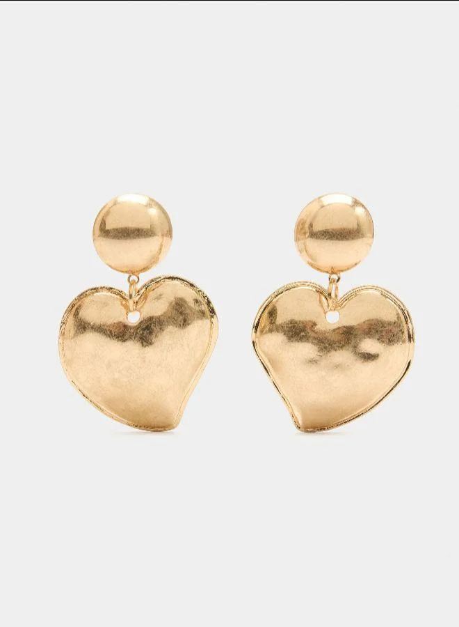 بارفوا أقراط قلب مع نقش ذهبي بارز