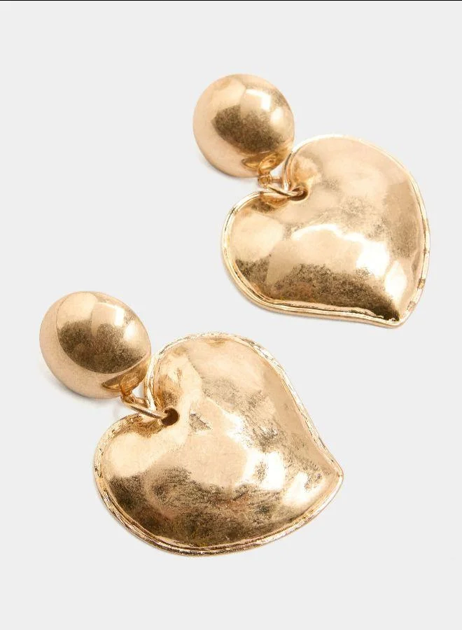 بارفوا أقراط قلب مع نقش ذهبي بارز