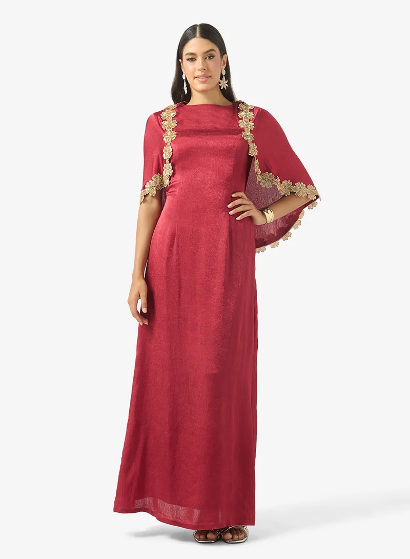 جولدن ابل Split Bordered Sleeved Dress