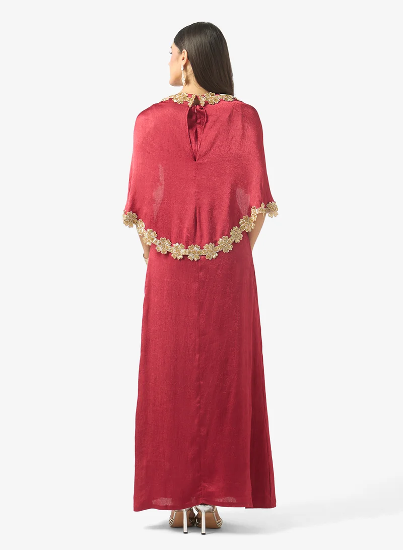 جولدن ابل Split Bordered Sleeved Dress