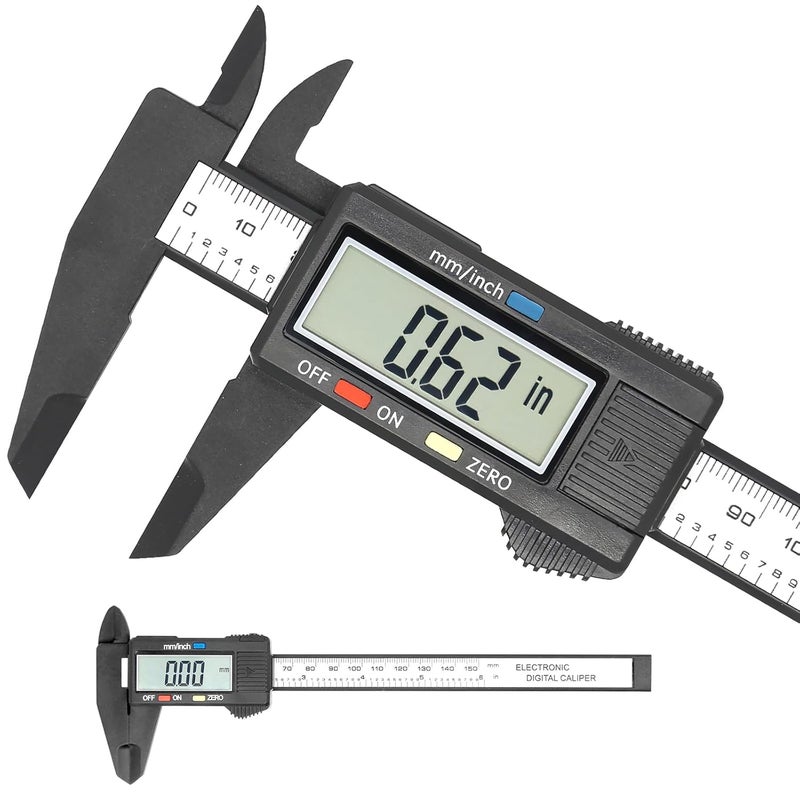 Vizbrite Electronic Digital Caliper, Plastic Vernier Caliper, Caliper Measuring Tool with Inch/Millimeter Conversion, Extra Large LCD Screen, 0-6 Inch/0-150 mm, Auto Off Featured Micrometer Ruler - Image 1