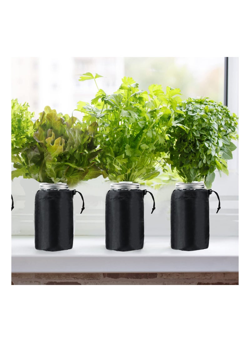 SOLARAE Hydroponic Container Sheath, 12Pcs Blackout Sleeves for Ball Jars 32 Oz, Black Wide Mouth Jar Grow Cover, Sprouting Jars Sleeves for Help Plants Grow Healthily, Hydroponics Supplies - Image 2